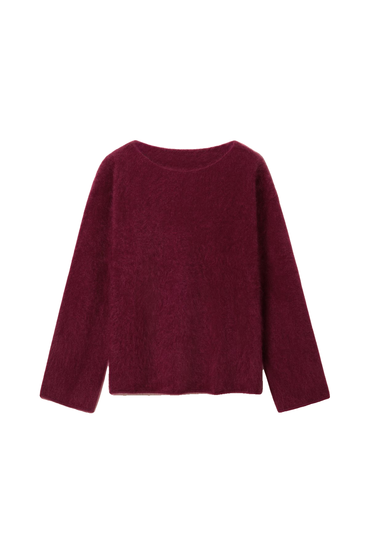Boat-neck brushed cashmere sweater